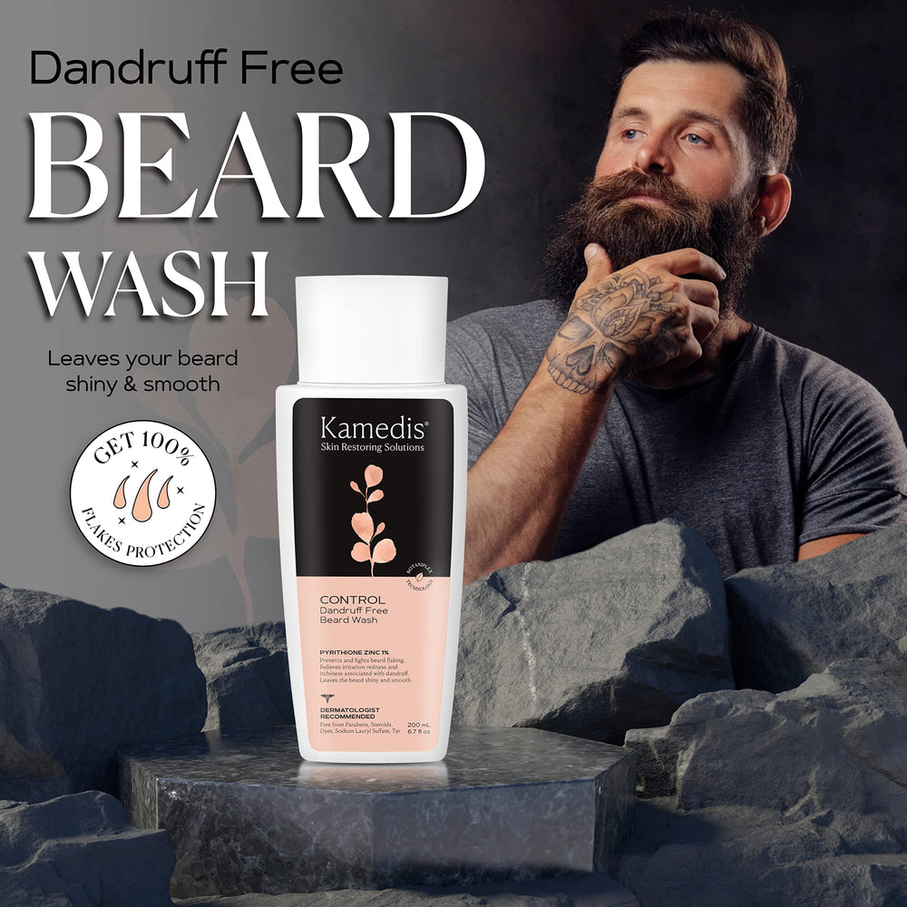 KAMEDIS Beard Wash helps reduce visible flakes during routine.