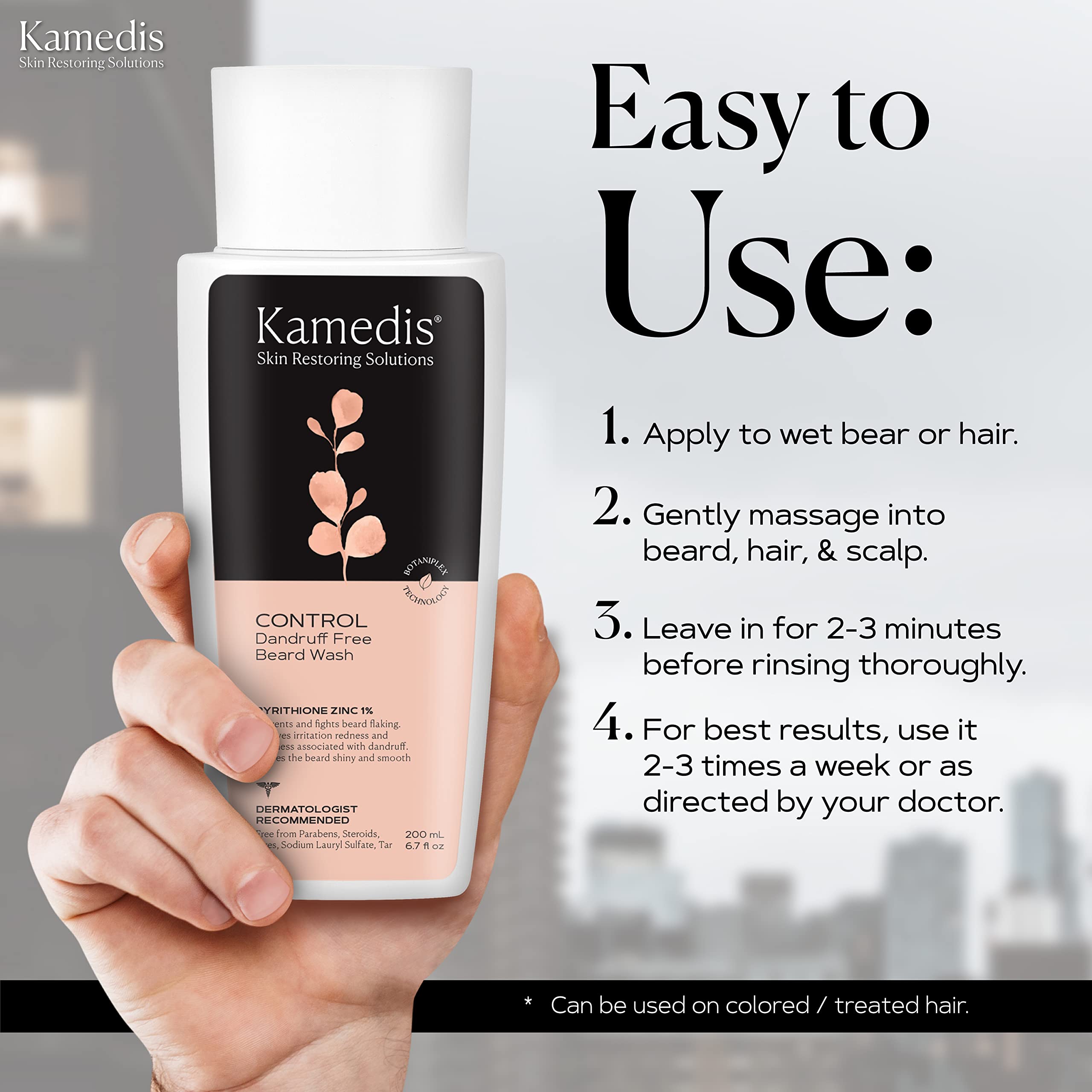 KAMEDIS Beard Wash zinc and salicylic acid for targeted care.