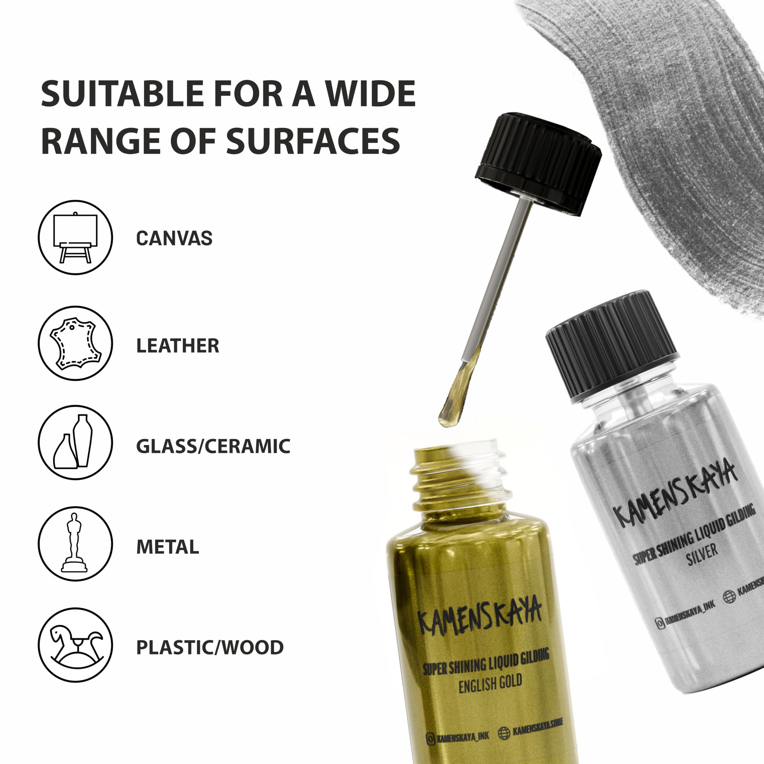 KAMENSKAYA finish reflects light with a bright sheen.