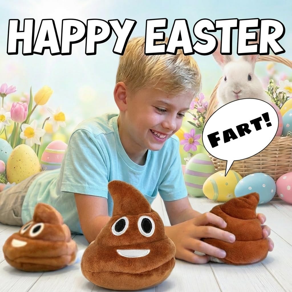 Kamhi World plush poop dog toy ready for fetch and spring fun.