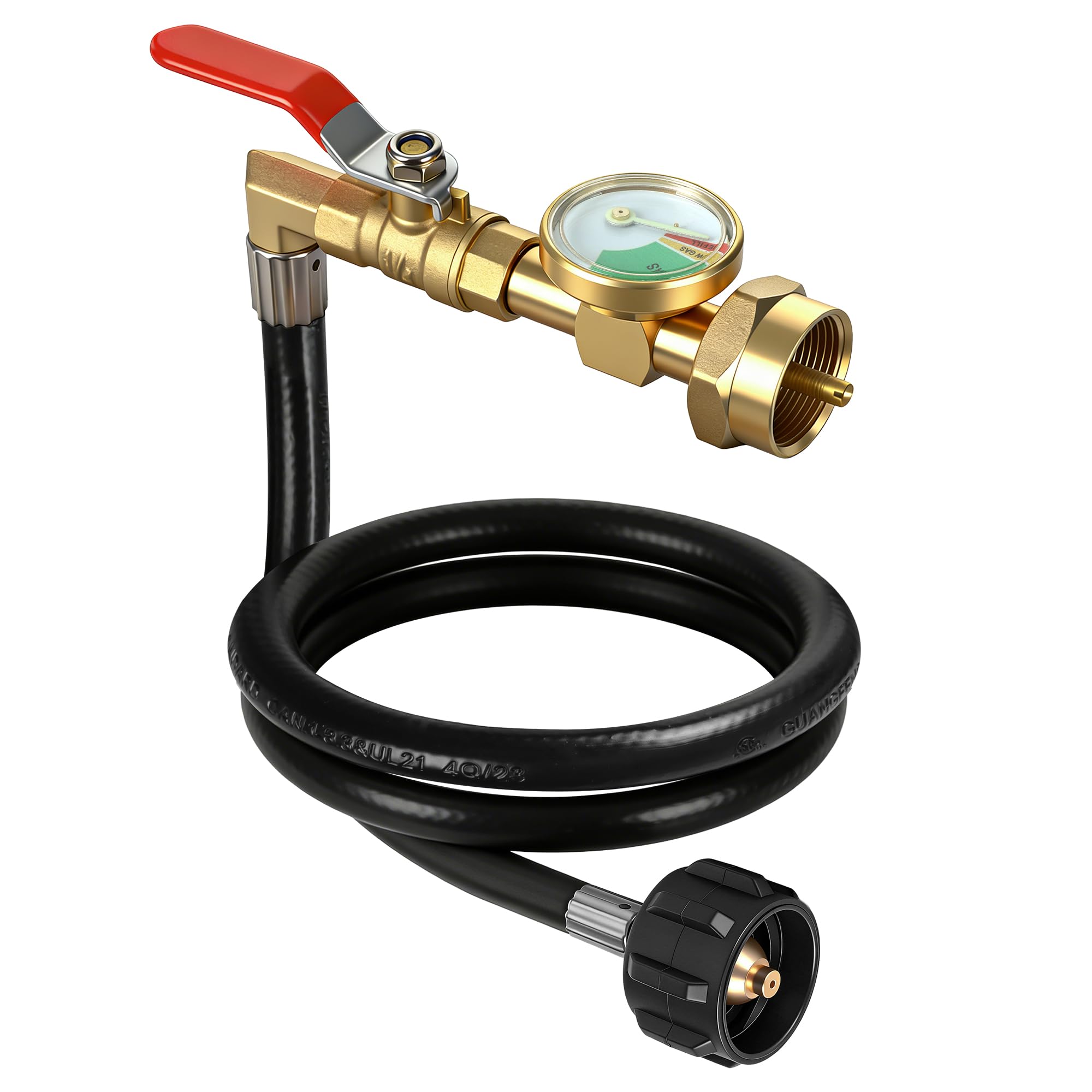 Kamnowal propane refill adapter connects 20lb to 1lb bottle for safe transfers.