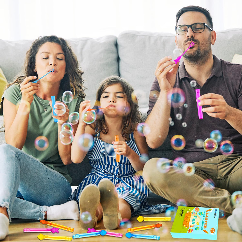 Kannove Easter Mini Bubbles pack closeup shows leakproof bubbles for carefree play.
