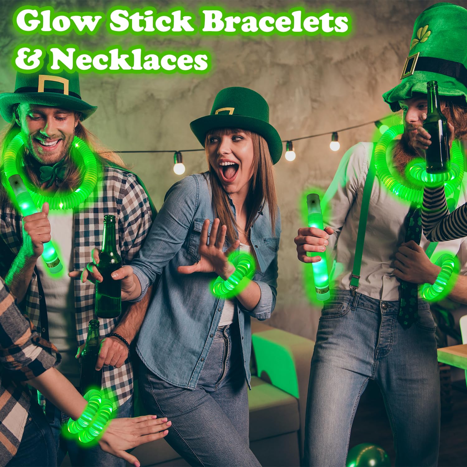 Kannove green glow sticks transformed into bracelets or necklaces for stylish glow accessories.
