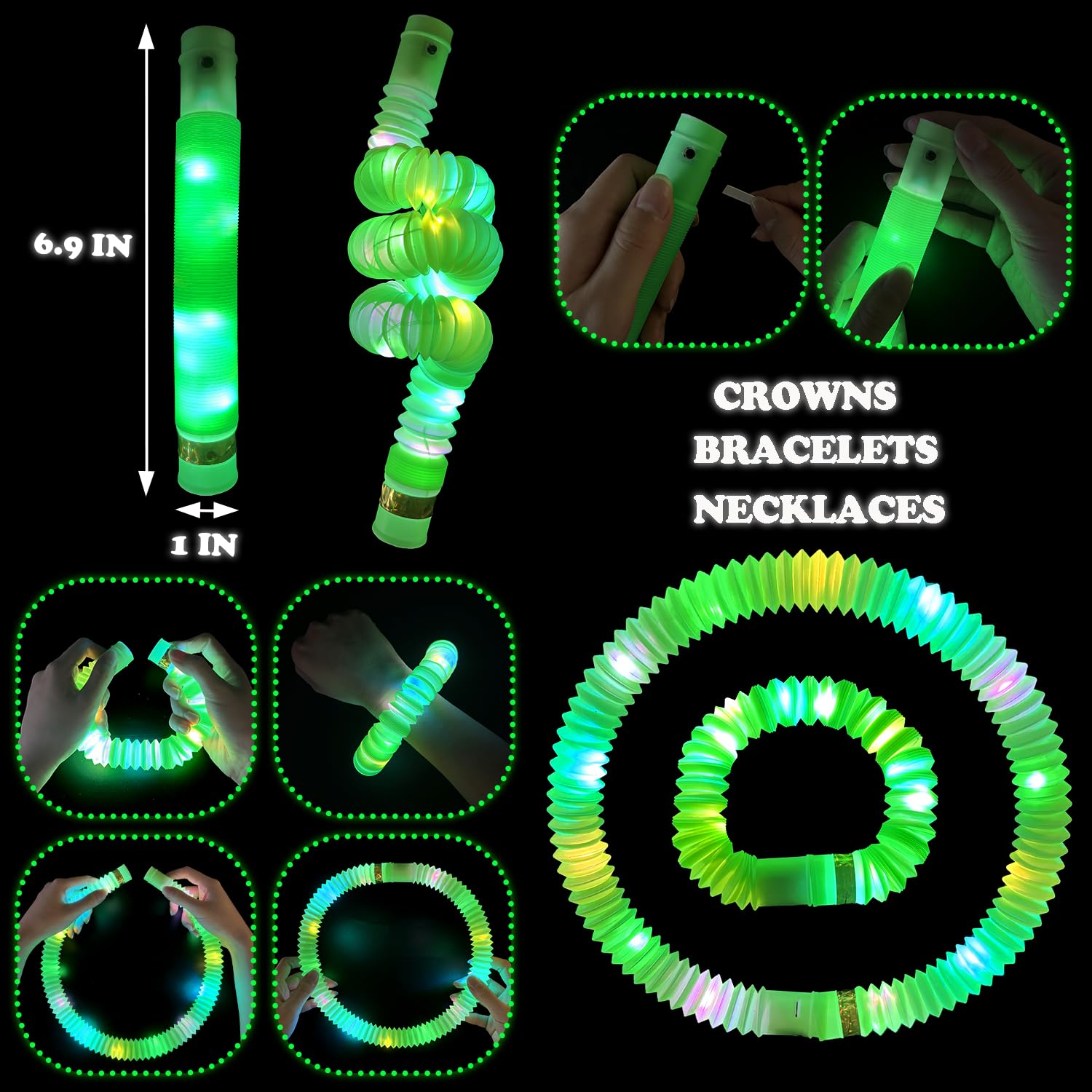 Kannove green glow sticks ideal for crowns and wearable glow party gear.