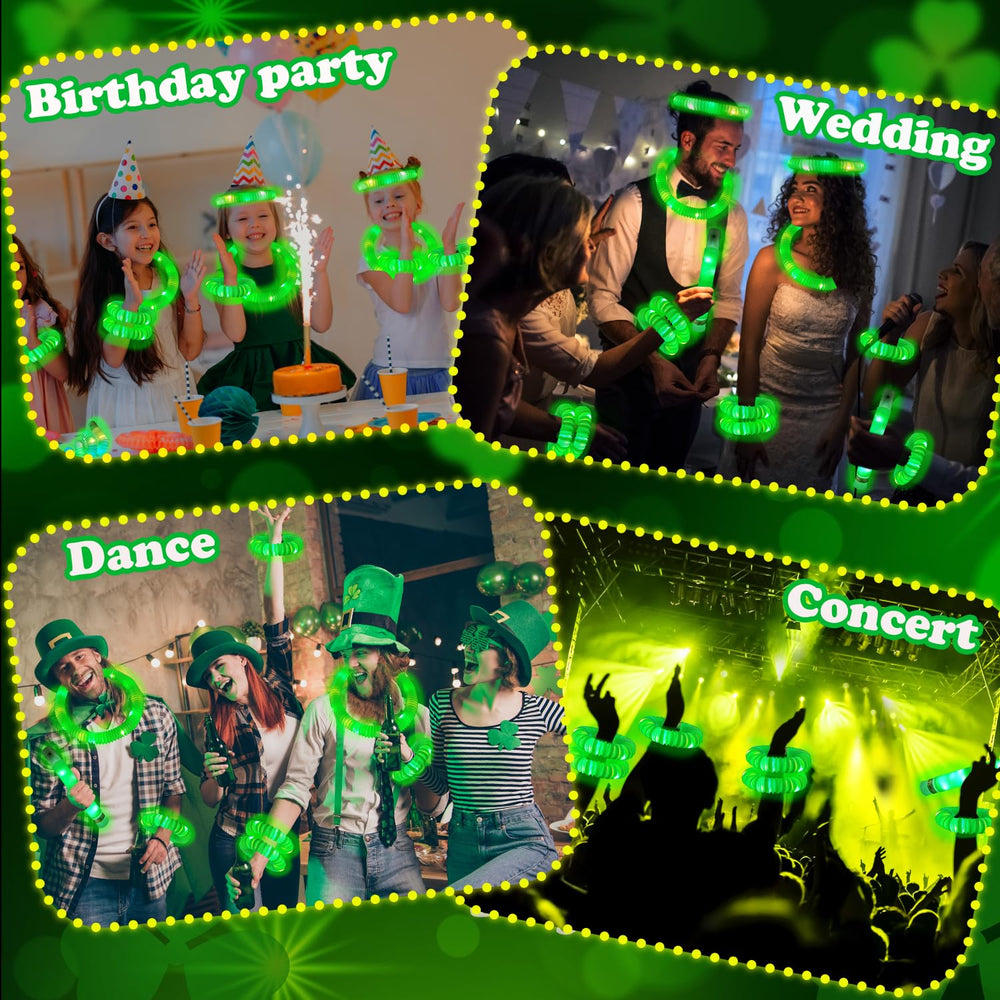 Kannove green glow sticks pop tubes providing interactive play and laughter.