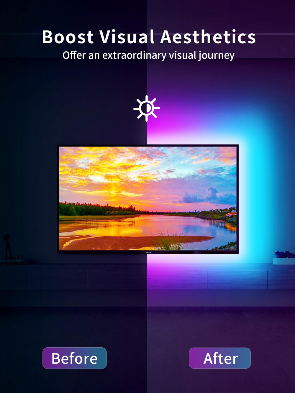 KANTUTOE LED TV backlight is controlled via Bluetooth app for easy customization.
