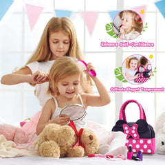 Kaodezhu pretend purse makeup kit with faux eyeshadow and comb for dress-up fun