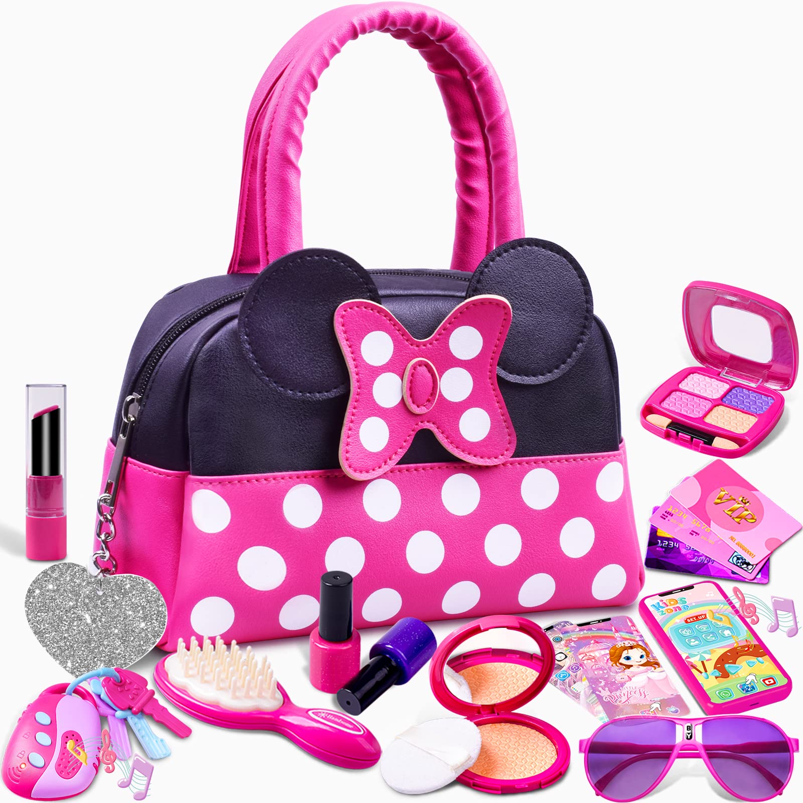 Kaodezhu pretend purse with outfits and accessories for imaginative dress-up play