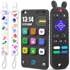Kaodezhu remote teether with colorful buttons for safe teething play.