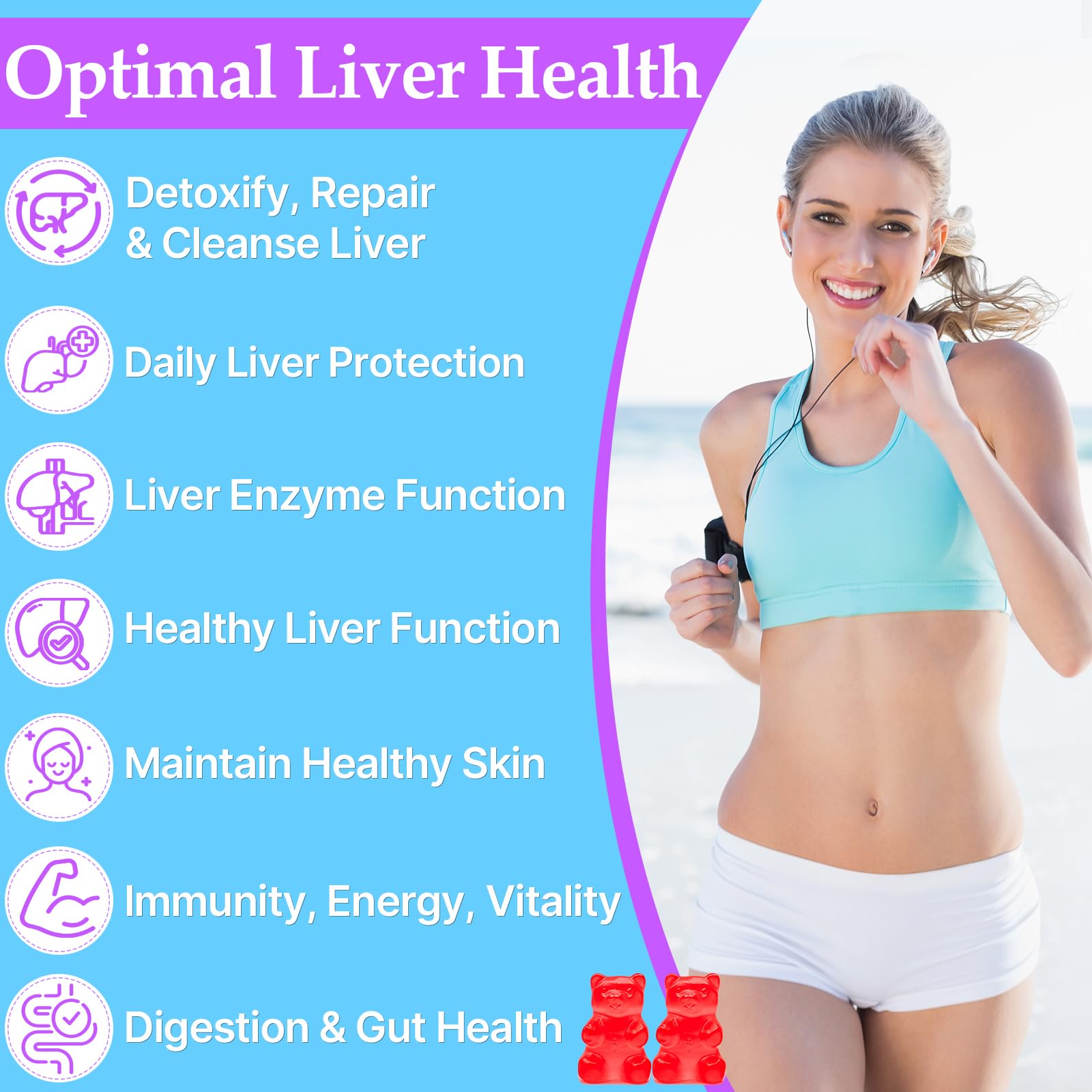 Kaourso Liver Detox Gummies ready for daily routine with glass of water.