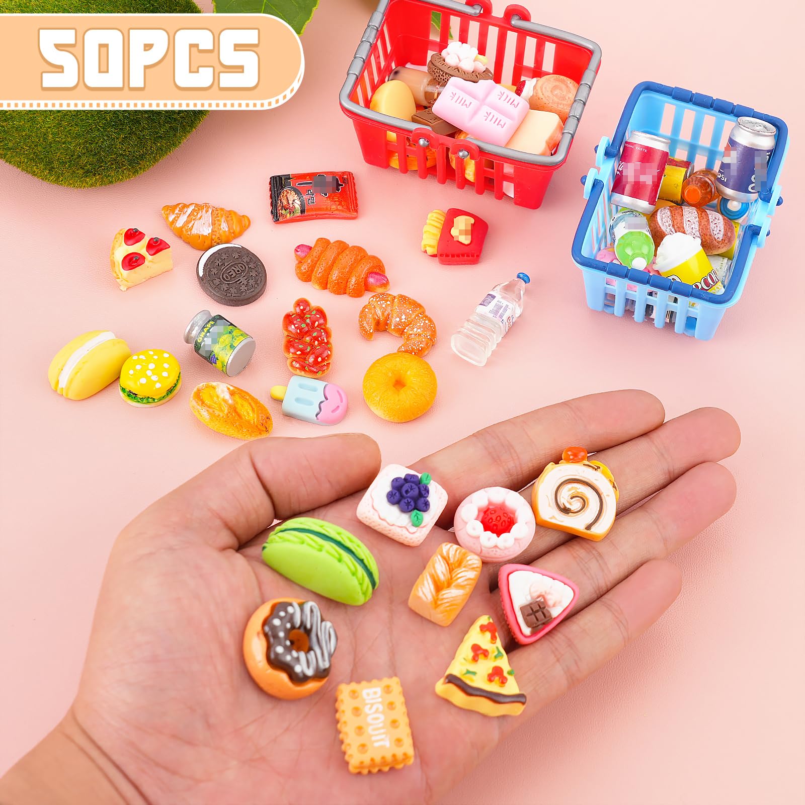 Kapeiluo 35-piece miniature food items set adds realistic color to dollhouse table scenes.