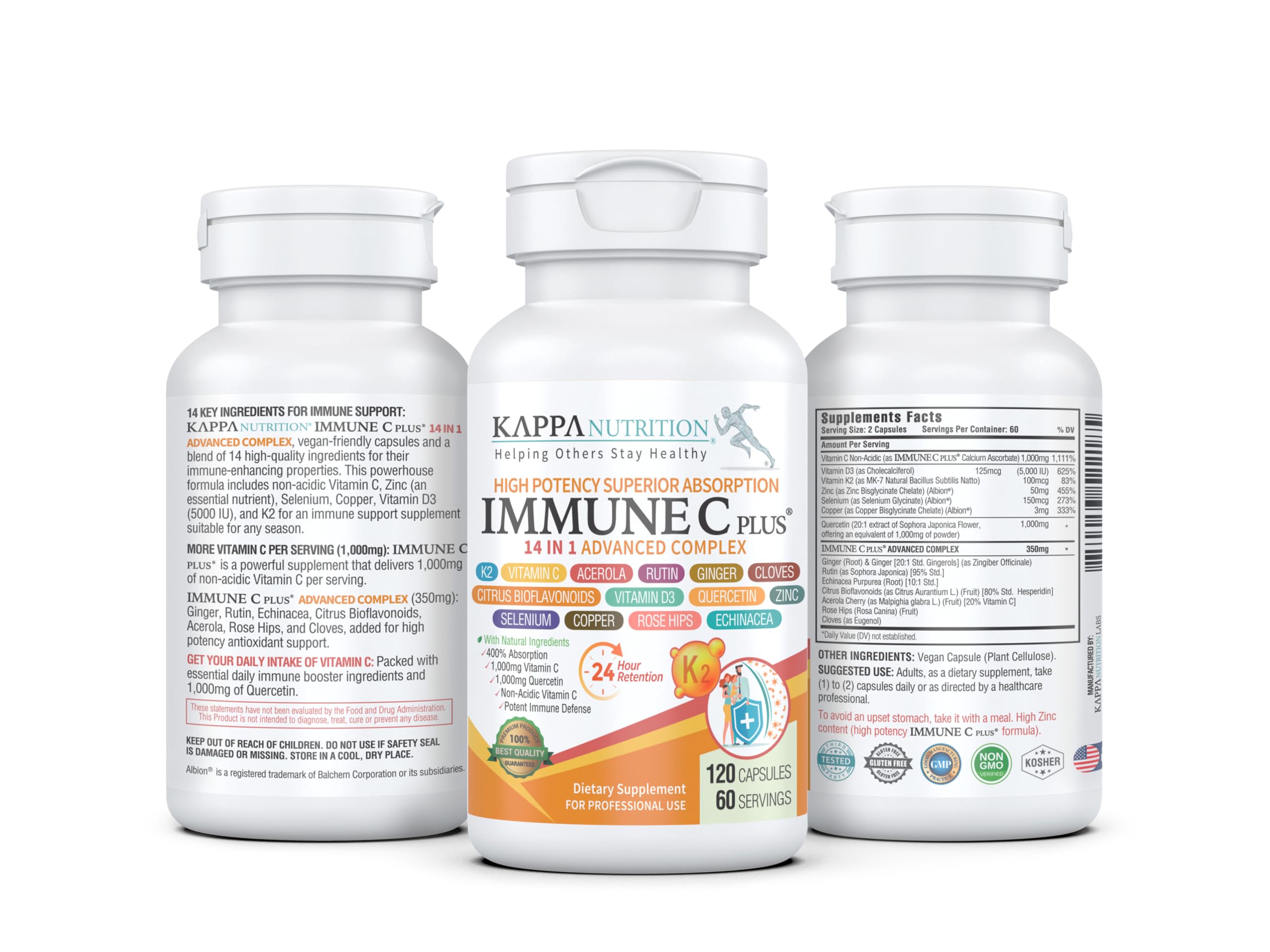 Kappa Nutrition Immune C Plus capsules close-up highlights high-potency formula