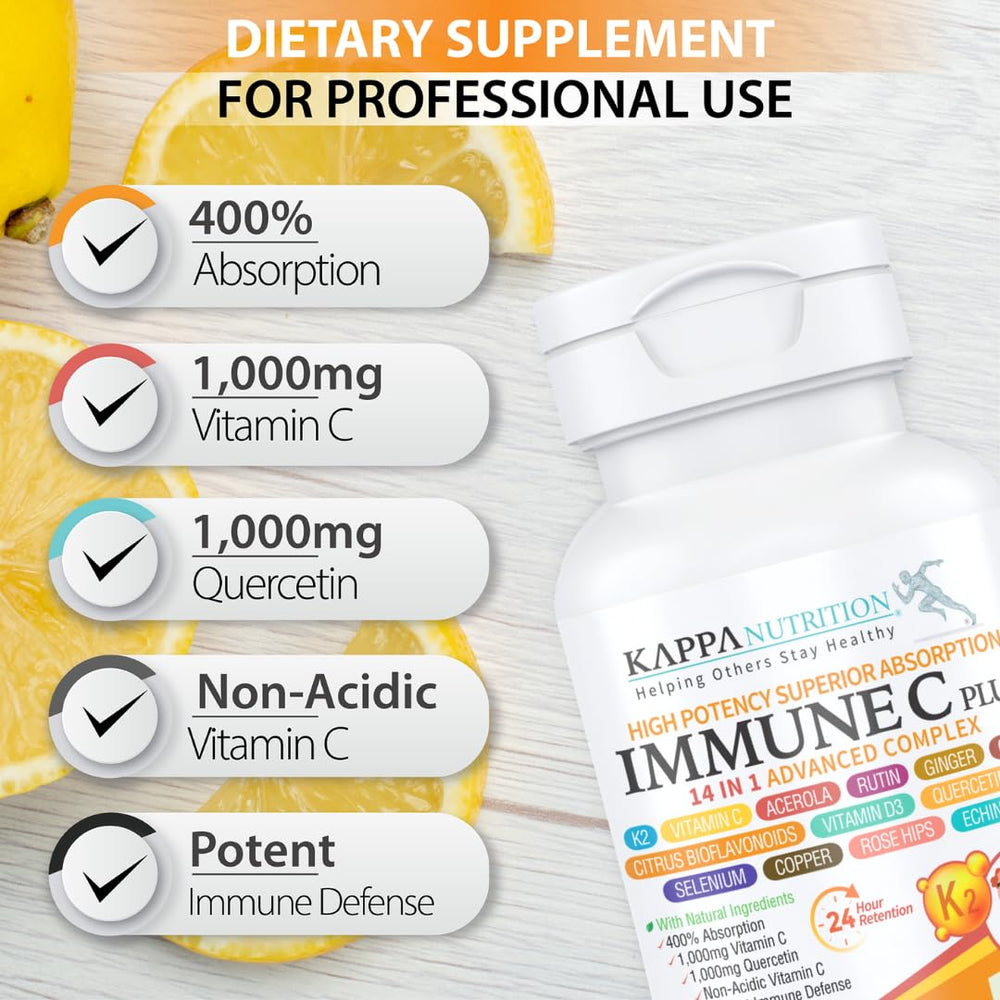 Kappa Nutrition Immune C Plus ingredients panel features 14 components