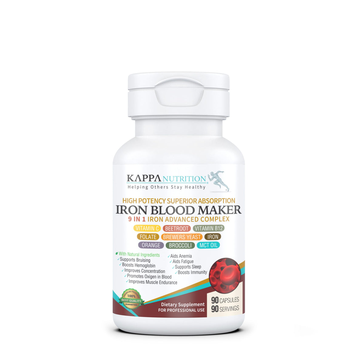 KAPPA NUTRITION Iron Blood Maker bottle — high-potency iron in easy-to-swallow capsules