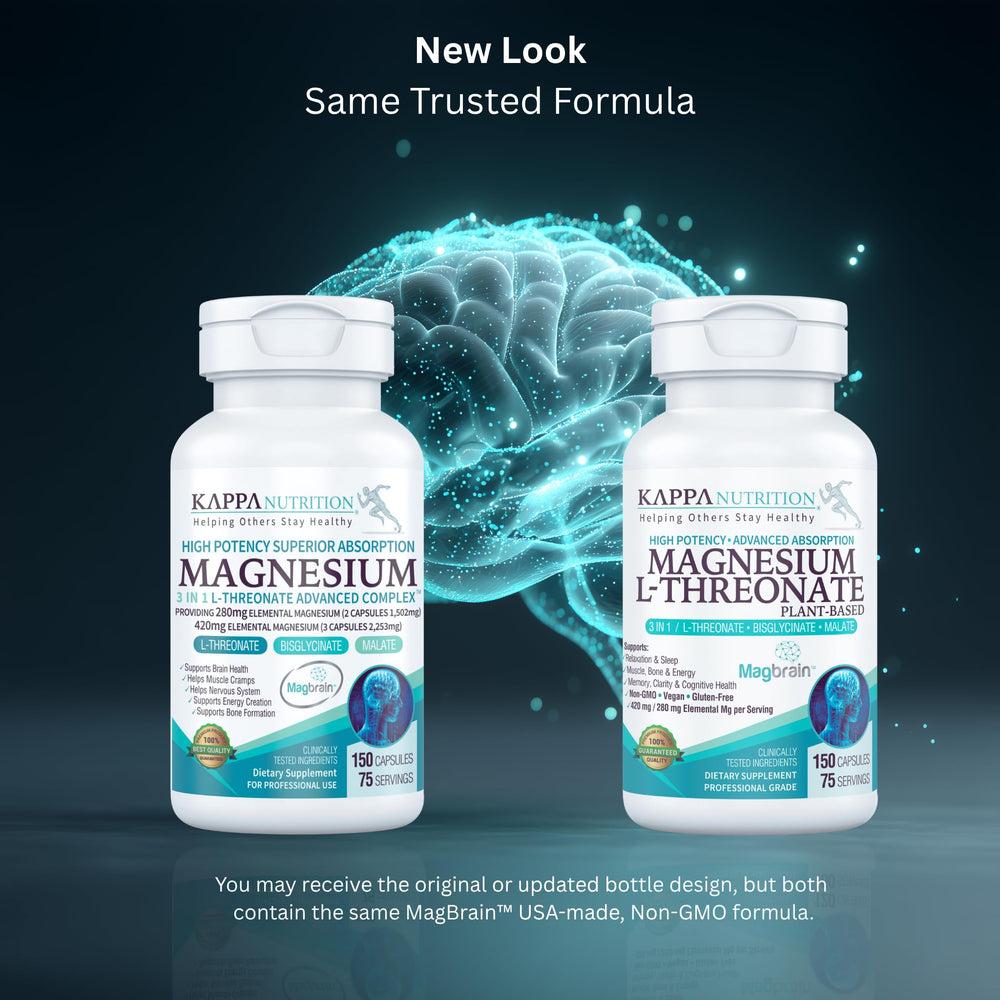 Magbrain capsules close-up highlighting plant-based magnesium for brain support.