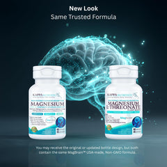 Kappa Nutrition MagBrain capsules close-up showing plant-based magnesium.