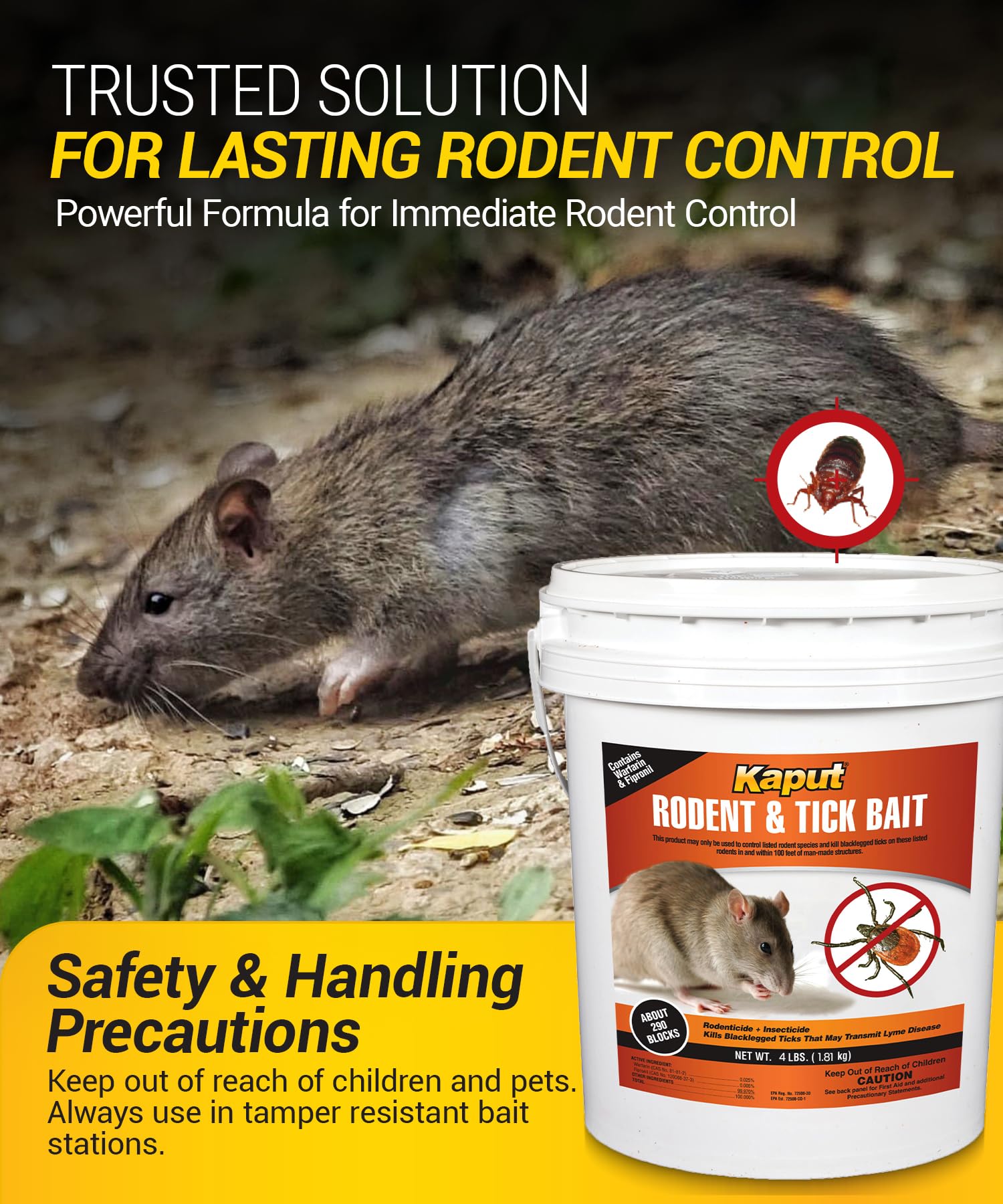 Kaput 4lb supply ready for ongoing rodent and tick protection around property.