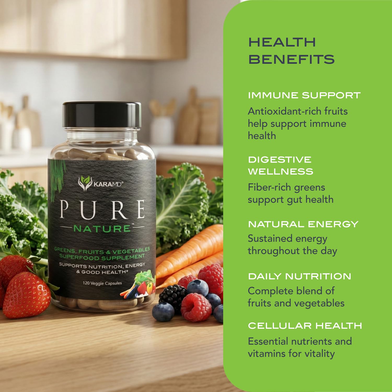KaraMD Pure Nature spoon with powder ready for a fiber-rich boost.