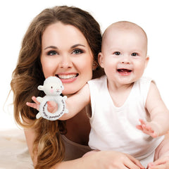 Karenhi lamb embroidered-script detail highlights gentle, comforting play for kids.