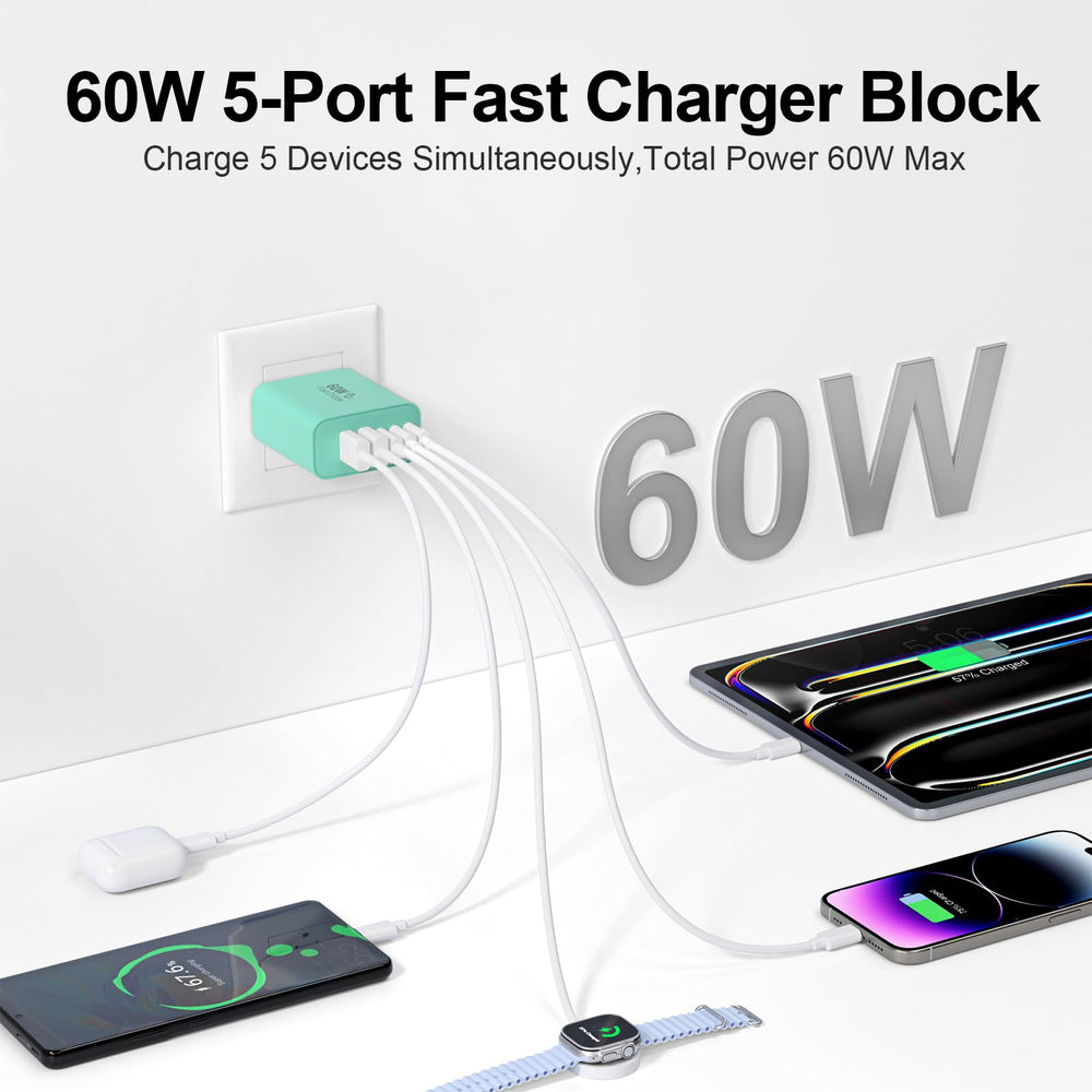 Karhood USB-C Charger Block side view showing compact footprint for a tidy desk.
