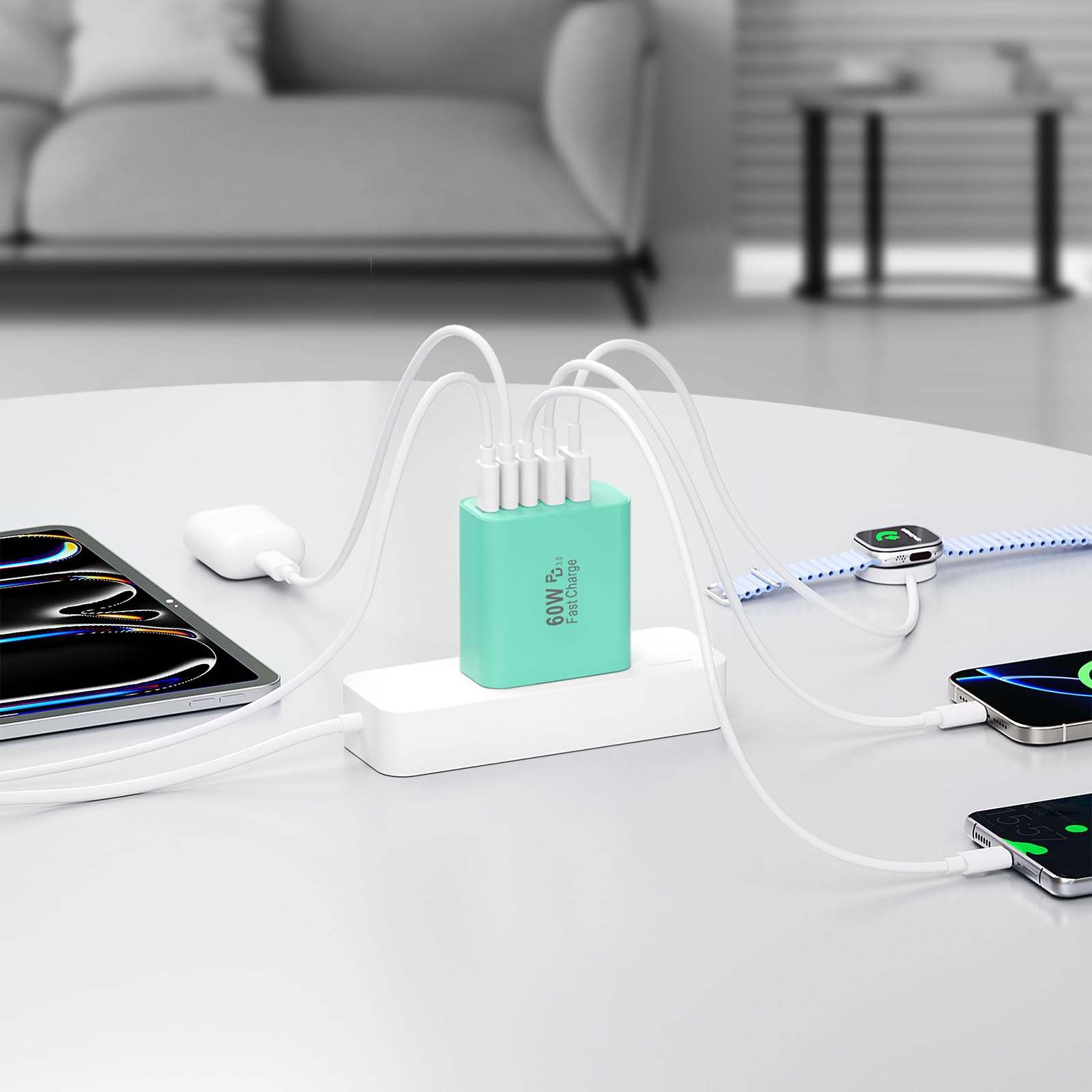 Karhood USB-C Charger Block travel-ready design compatible with many devices.