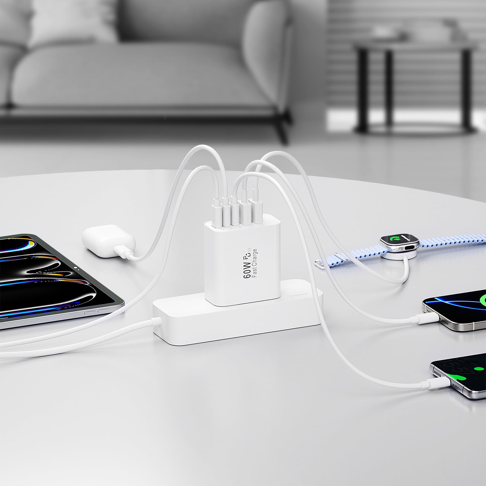 Karhood 60W 5-port charger block packaging image shows versatile kit