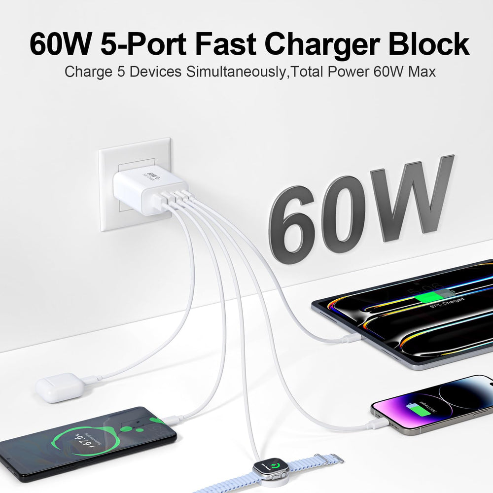 Karhood USB C charger block 60W side view shows compact desk-friendly design