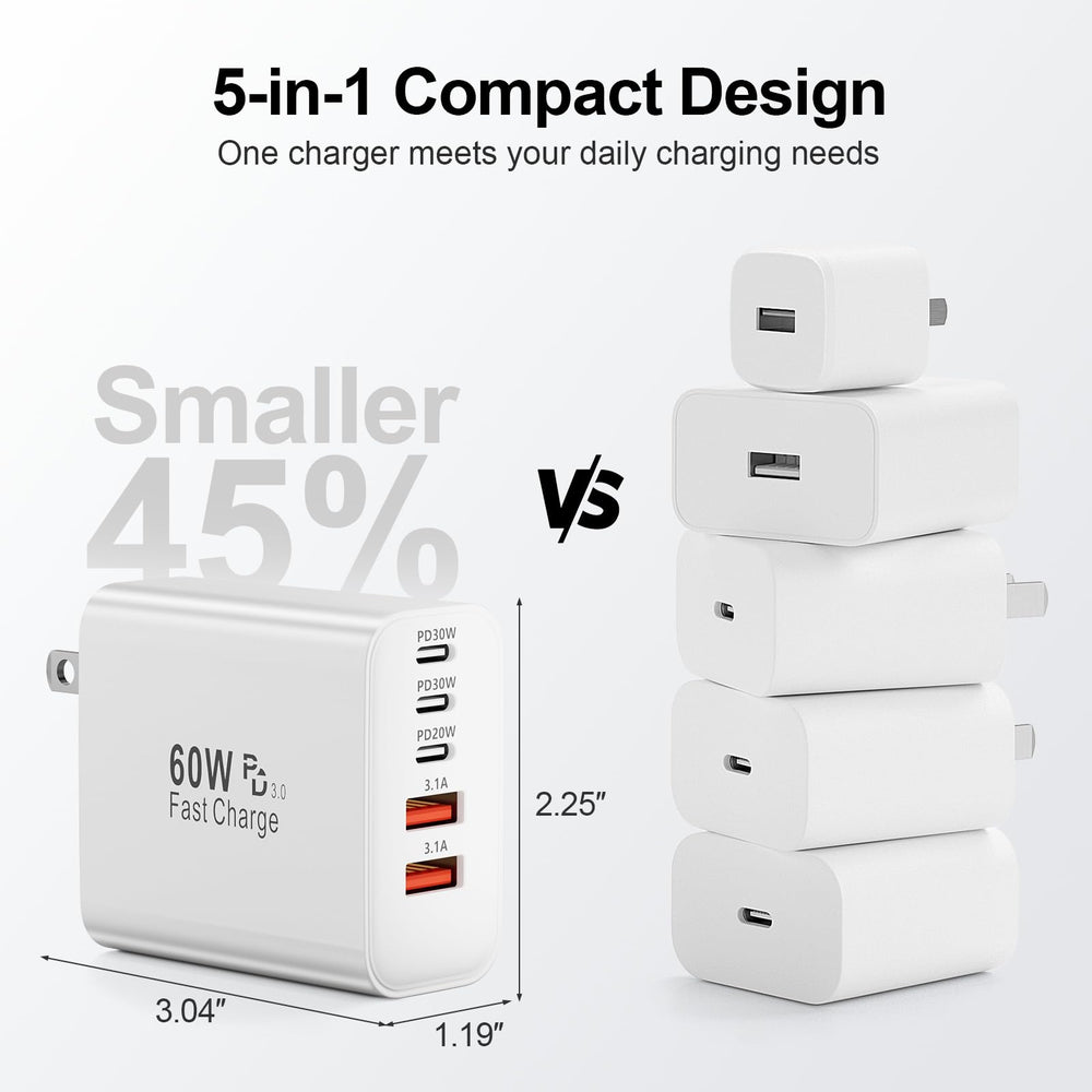 Karhood USB C charger block 60W with cable attached ready for use
