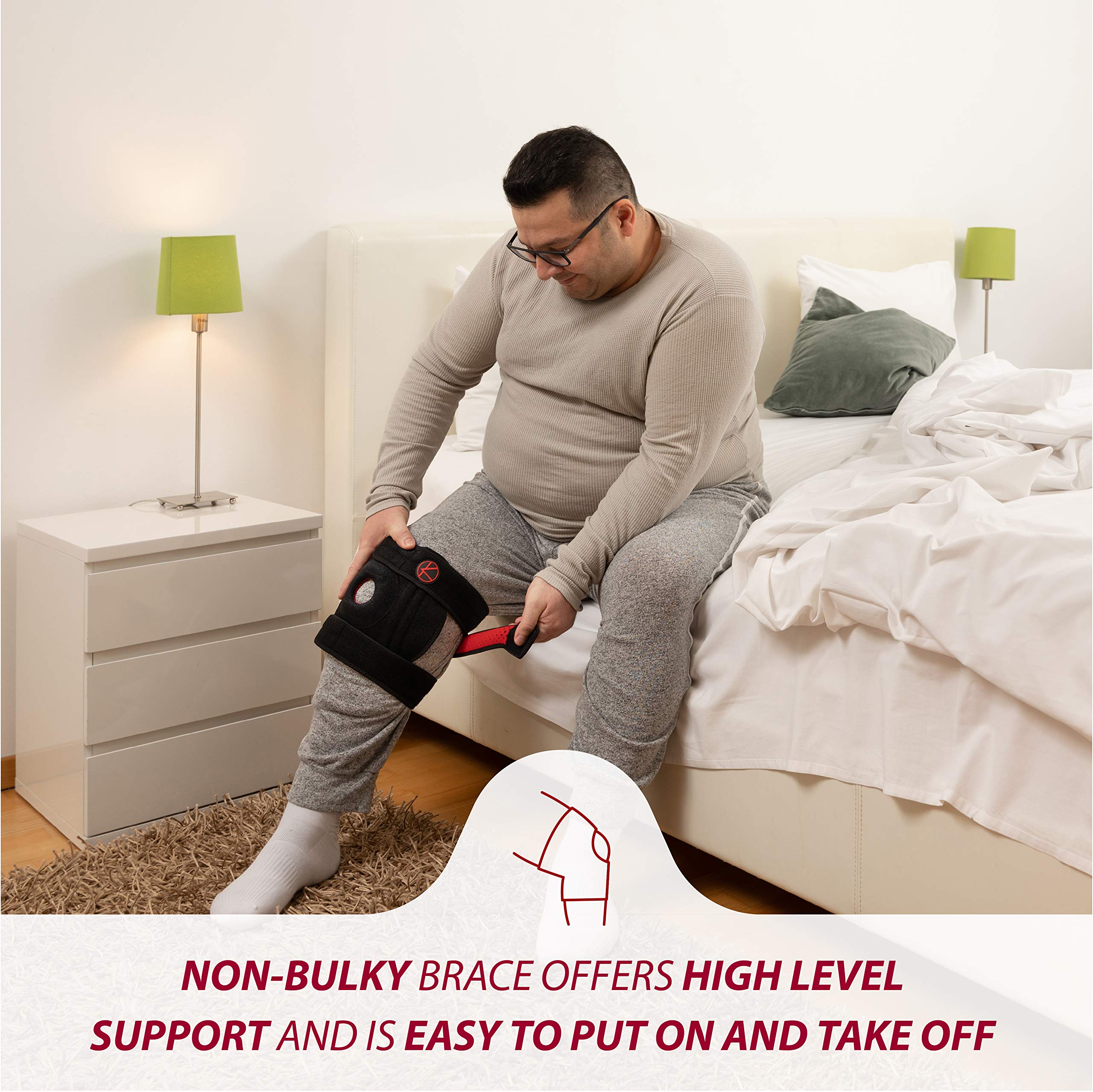 KARM plus-size knee brace easy on-off design with adjustable straps