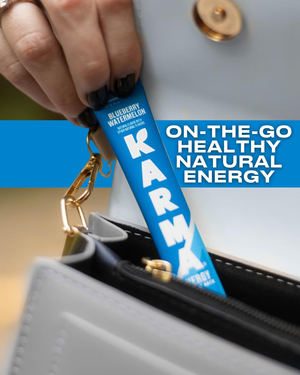 Karma Energy Hydration Raspberry Peach with Vitamin C and B-Complex for daily immune-friendly nourishment.