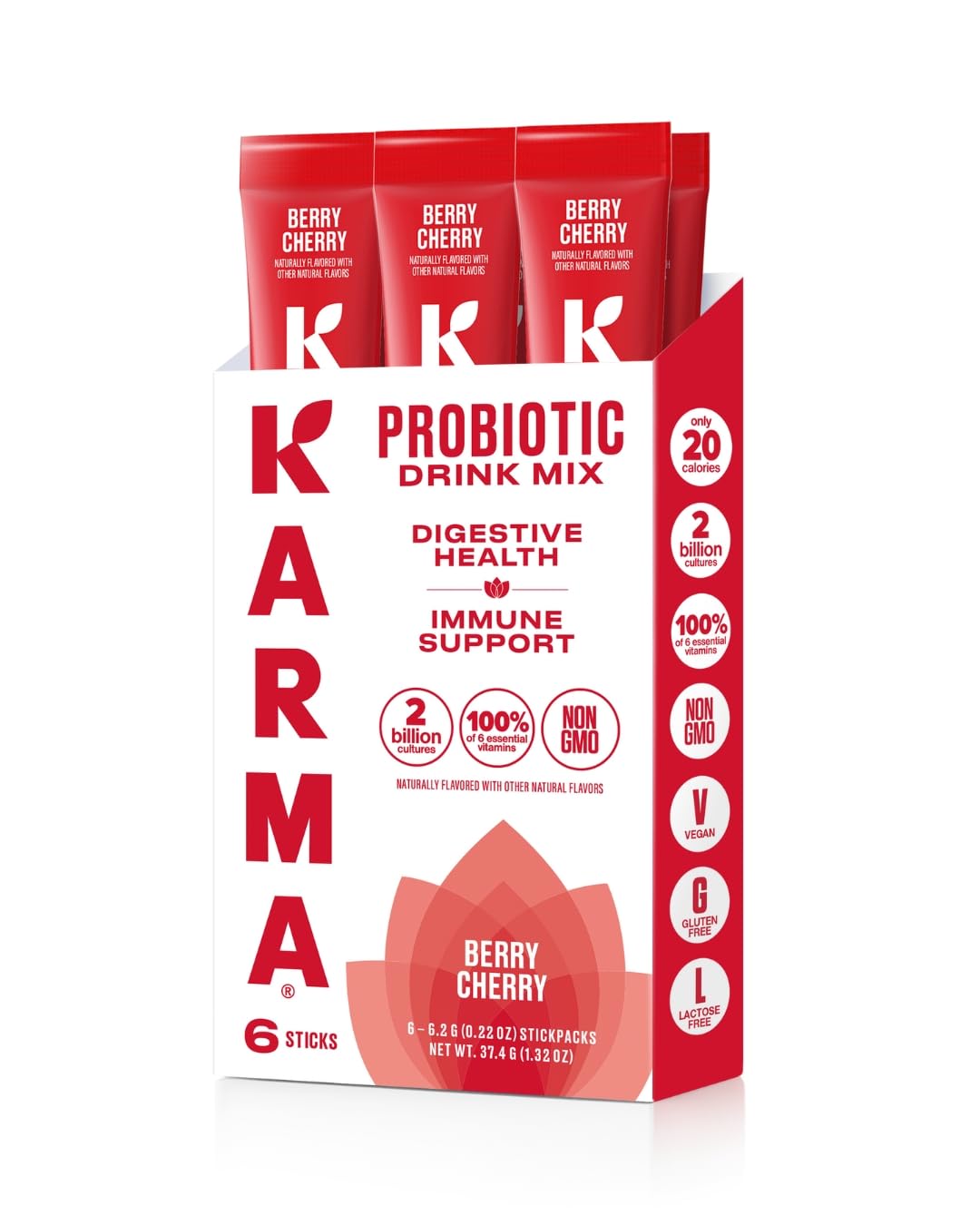 Karma Probiotic Hydration Berry Cherry stick pack for on-the-go gut support
