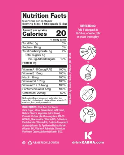 Karma Probiotic Hydration Stick dissolving in water for a refreshing Strawberry Lemonade.