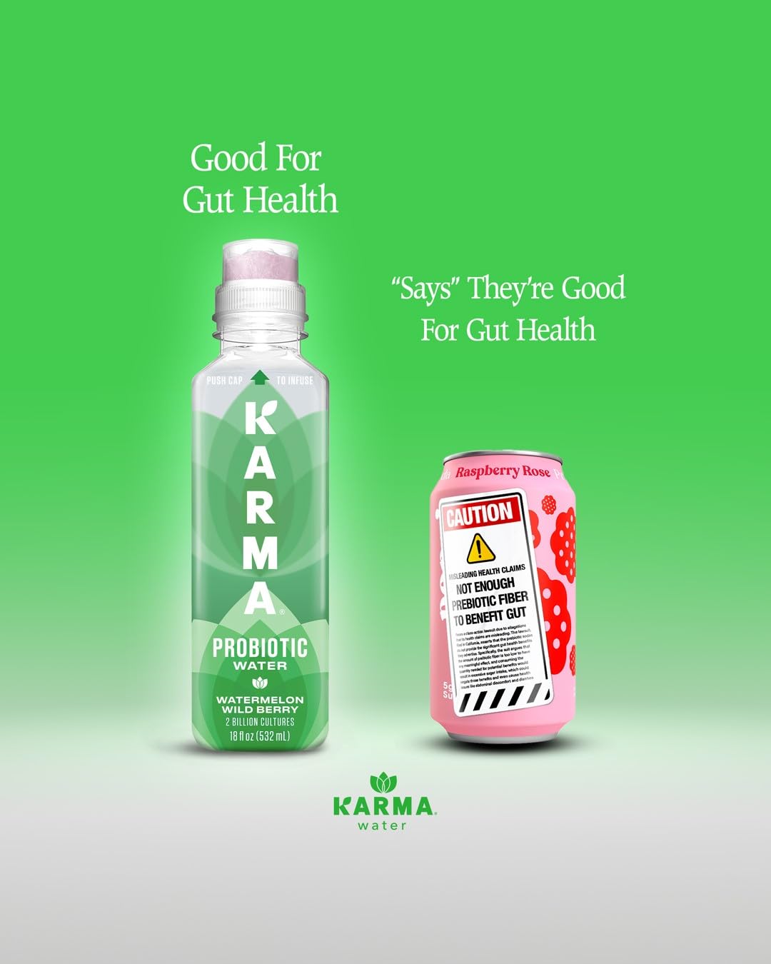 Karma Probiotic Water glass pour shows juicy flavor and inviting texture.
