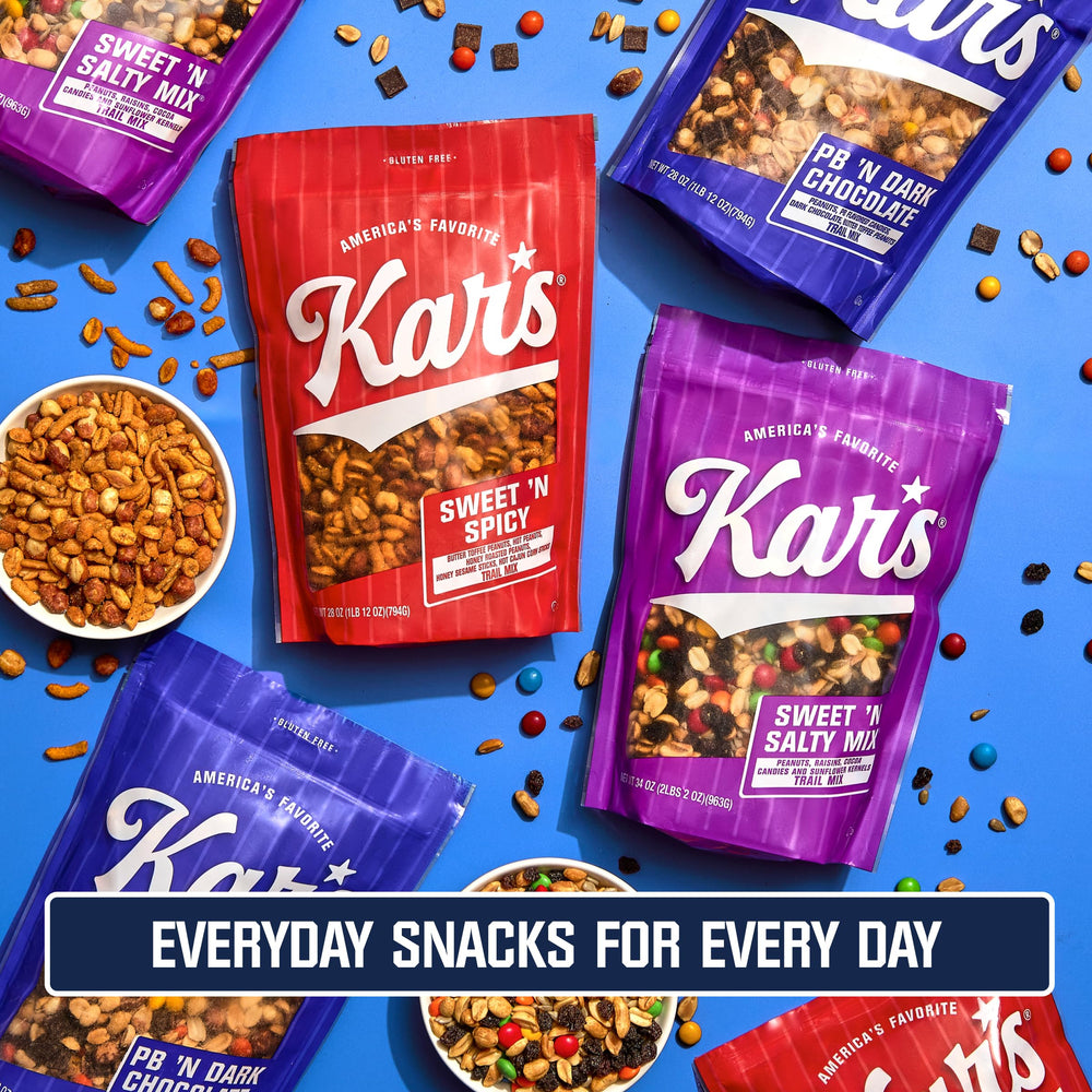 Kar’s gluten-free trail mix, Kosher-certified, with no hydrogenated oils.