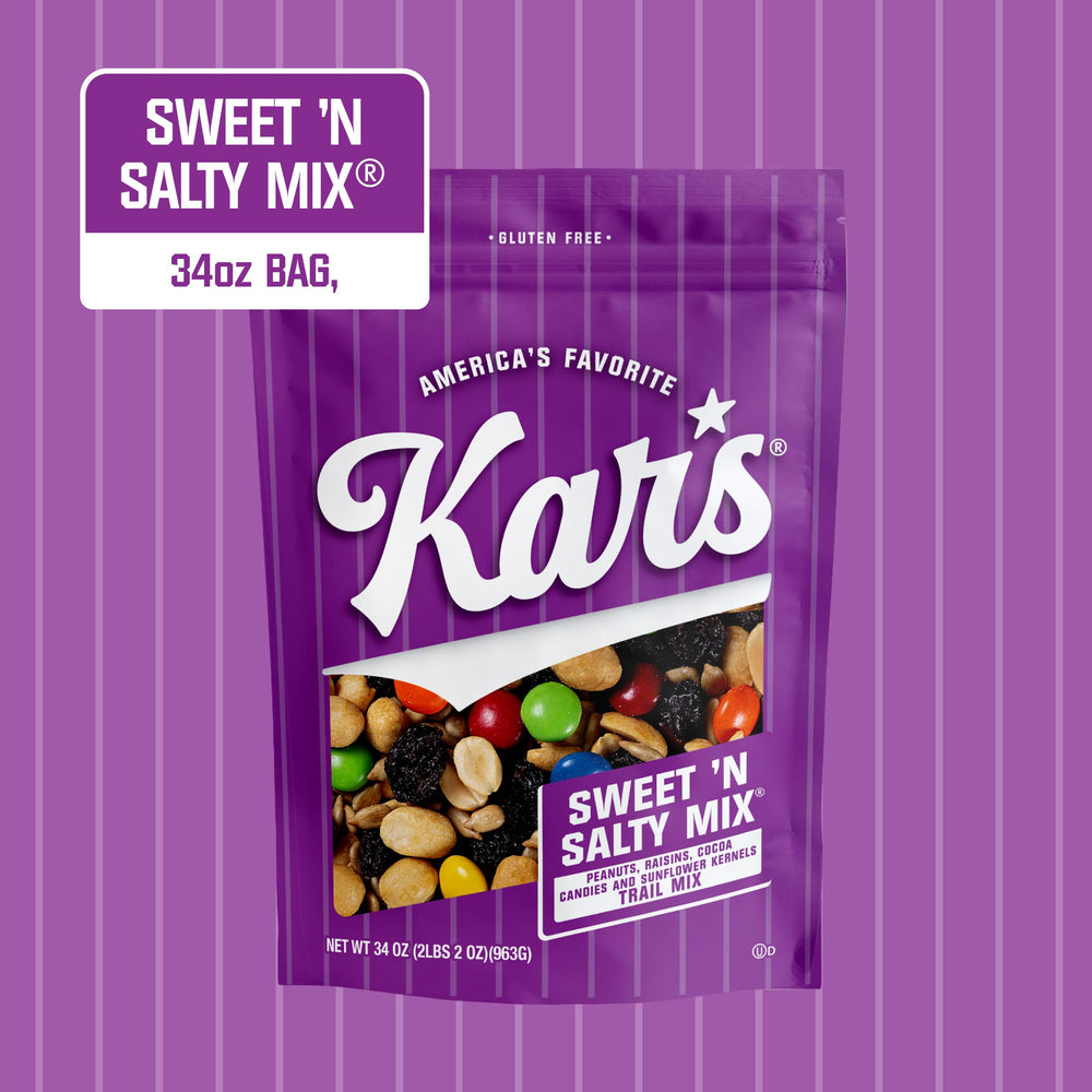 Kar's Nuts Sweet N Salty Trail Mix close-up showing ingredients and texture