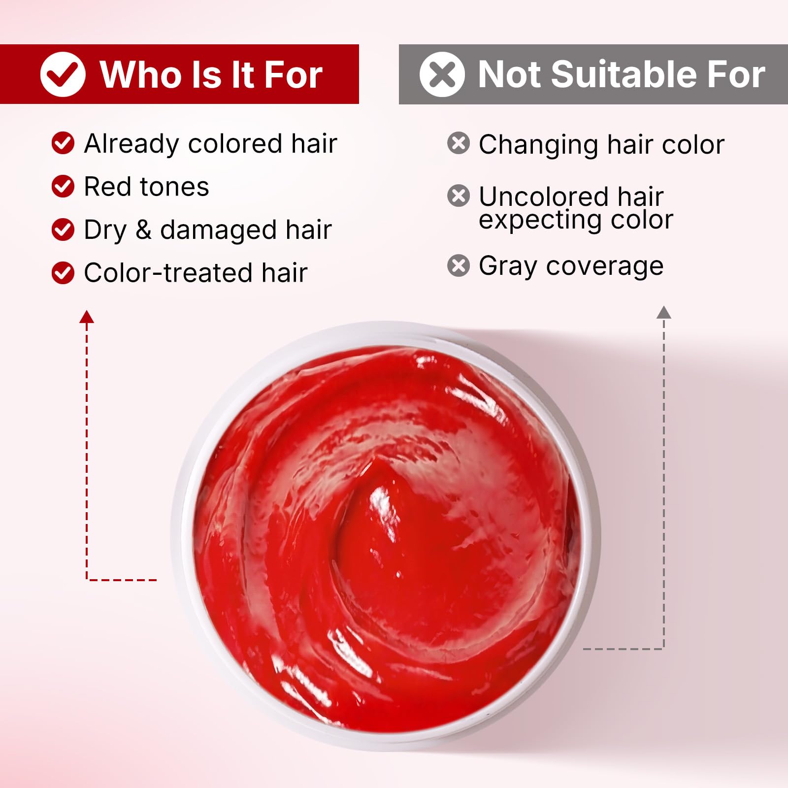 Karseell Color Depositing Conditioner on hair strands delivers glossy red highlights