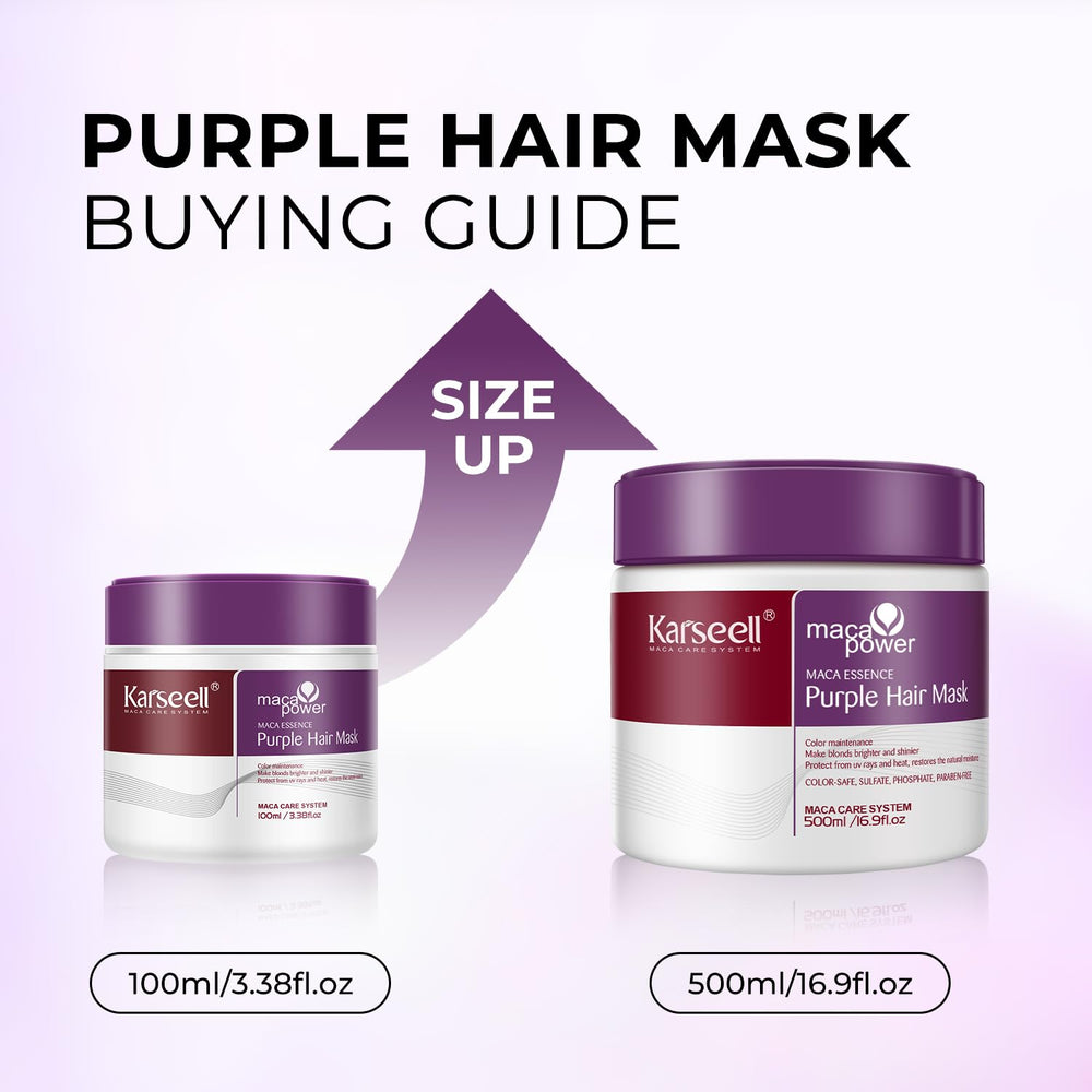 Applying Karseell purple hair mask with gloves to reduce stain risk.