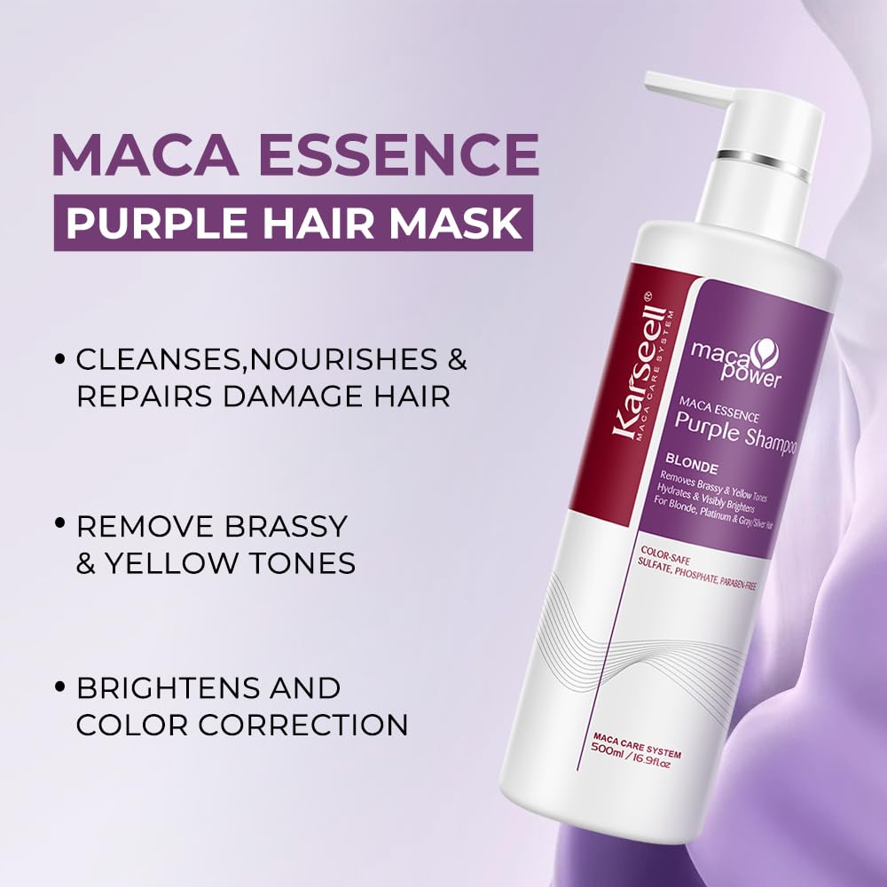 Karseell Purple Shampoo applied on wet hair to brighten brass-free shades