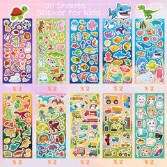 KARSLORA animals-fruits-dinosaurs sticker spread for kids' scrapbooks.