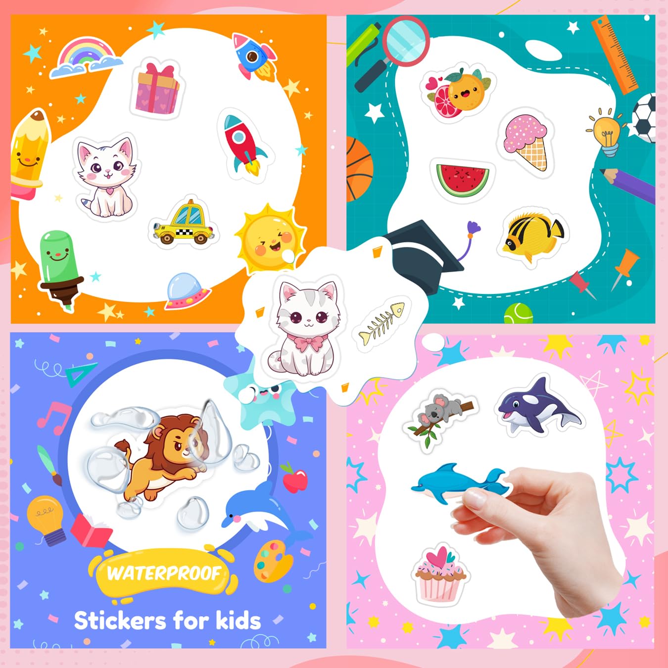 KARSLORA ocean-life-stars-fish-cars visuals for water bottles and laptops.