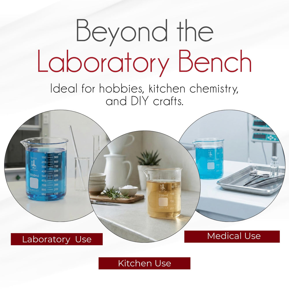 Karter Scientific Griffin low-form beaker 1000ml sturdy for shared lab benches.