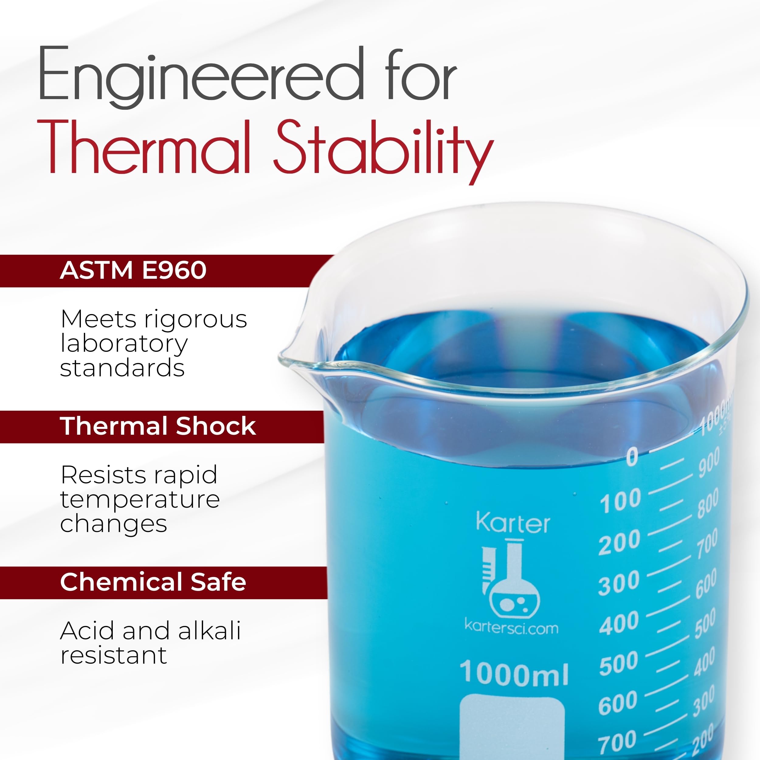 Karter Scientific Griffin low-form beaker 250ml clear graduations aid accurate volumes.