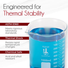 Karter Scientific Griffin low-form beaker 250ml clear graduations aid accurate volumes.