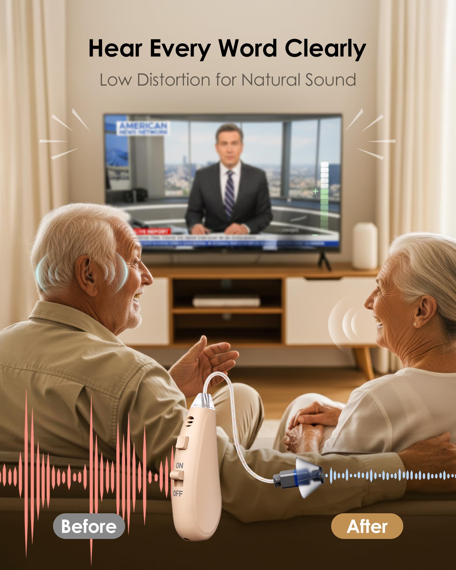 Karthus rechargeable hearing aids offer up to 100 hours of use per charge for all-day listening.