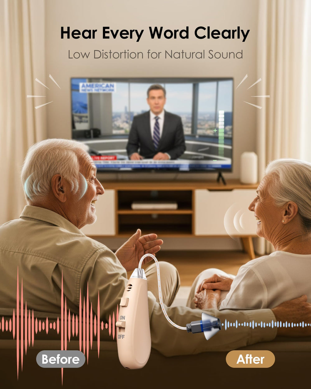 Karthus rechargeable hearing aids offer up to 100 hours of use per charge for all-day listening.