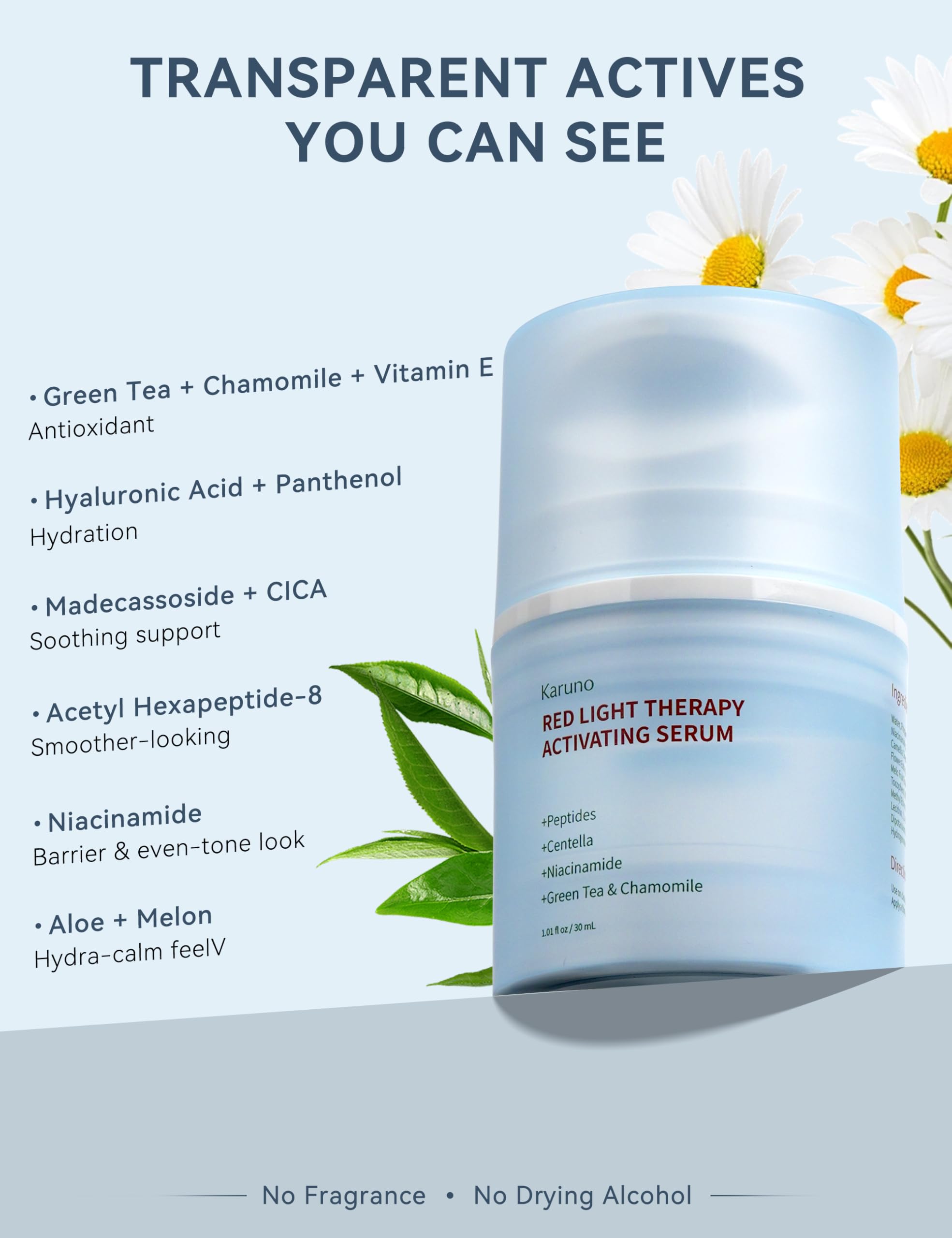 KARUNO Activation Serum texture on hand shows silky glide for devices.