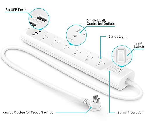 ETL-certified surge protection guards electronics from power spikes.