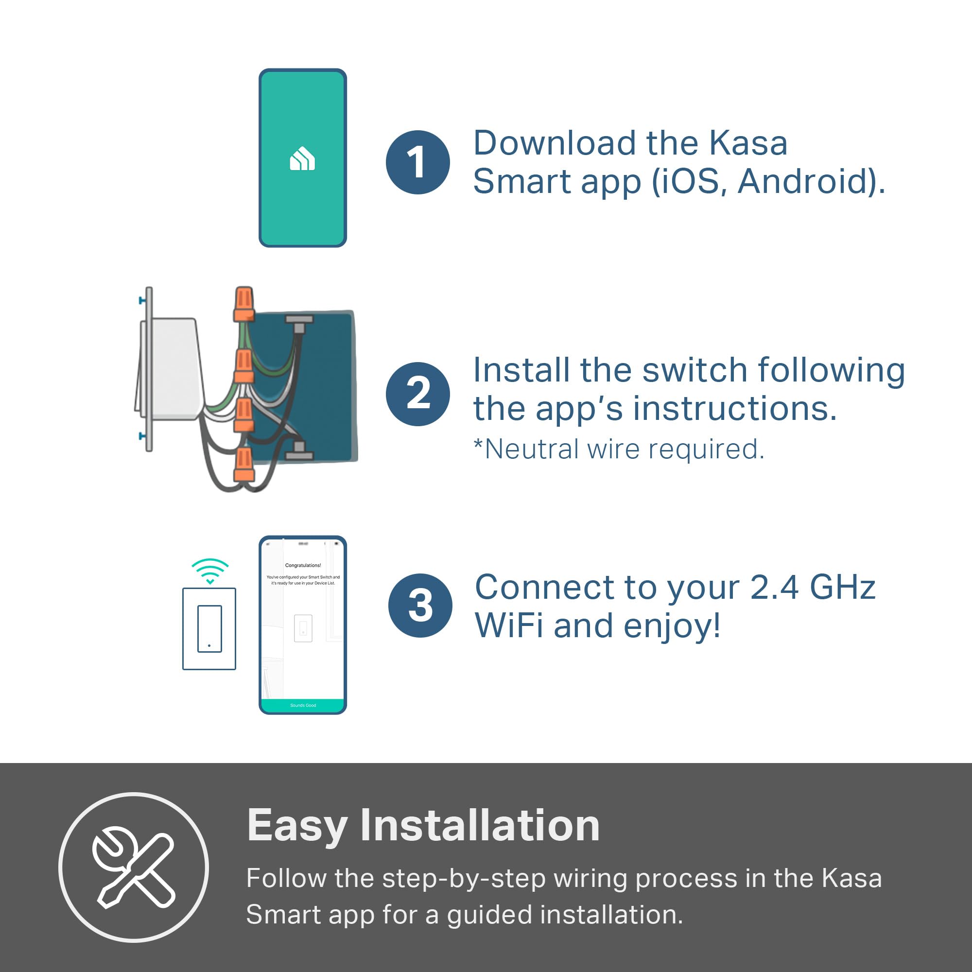 Kasa HS200-BL neutral wire required for installation.