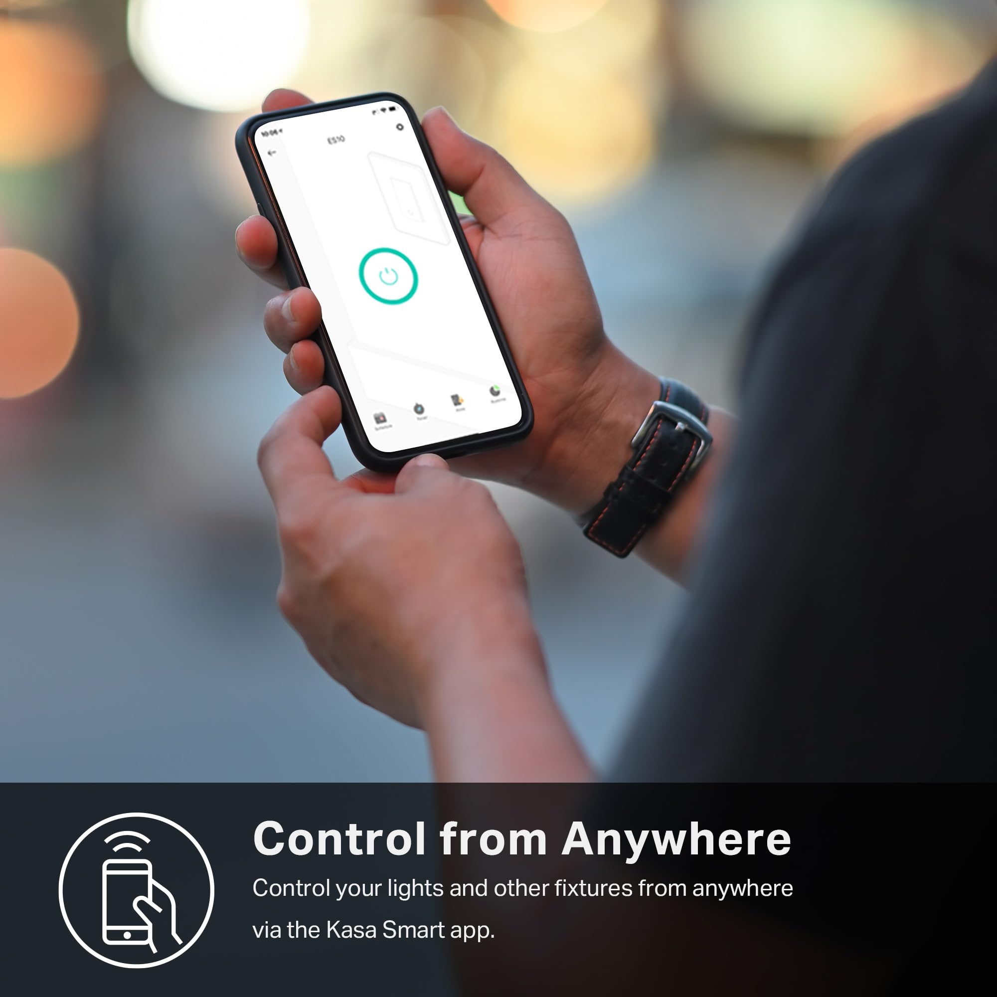 Kasa HS200-BL remote control via smartphone app.