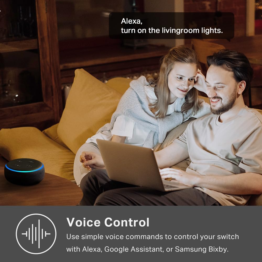 Kasa HS200-BL voice control with Alexa and Google Assistant.